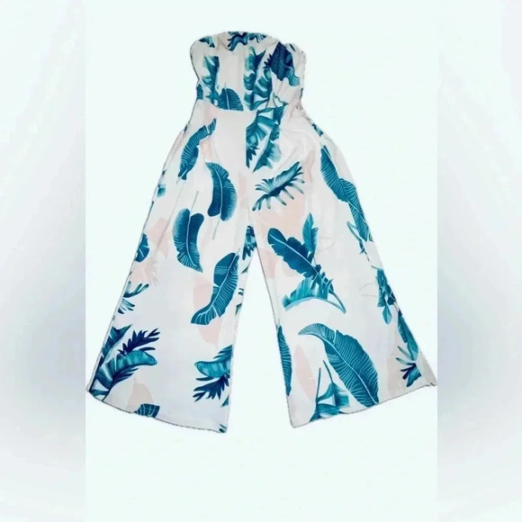 Floral large leaves jumpsuit one piece - Picture 2 of 2